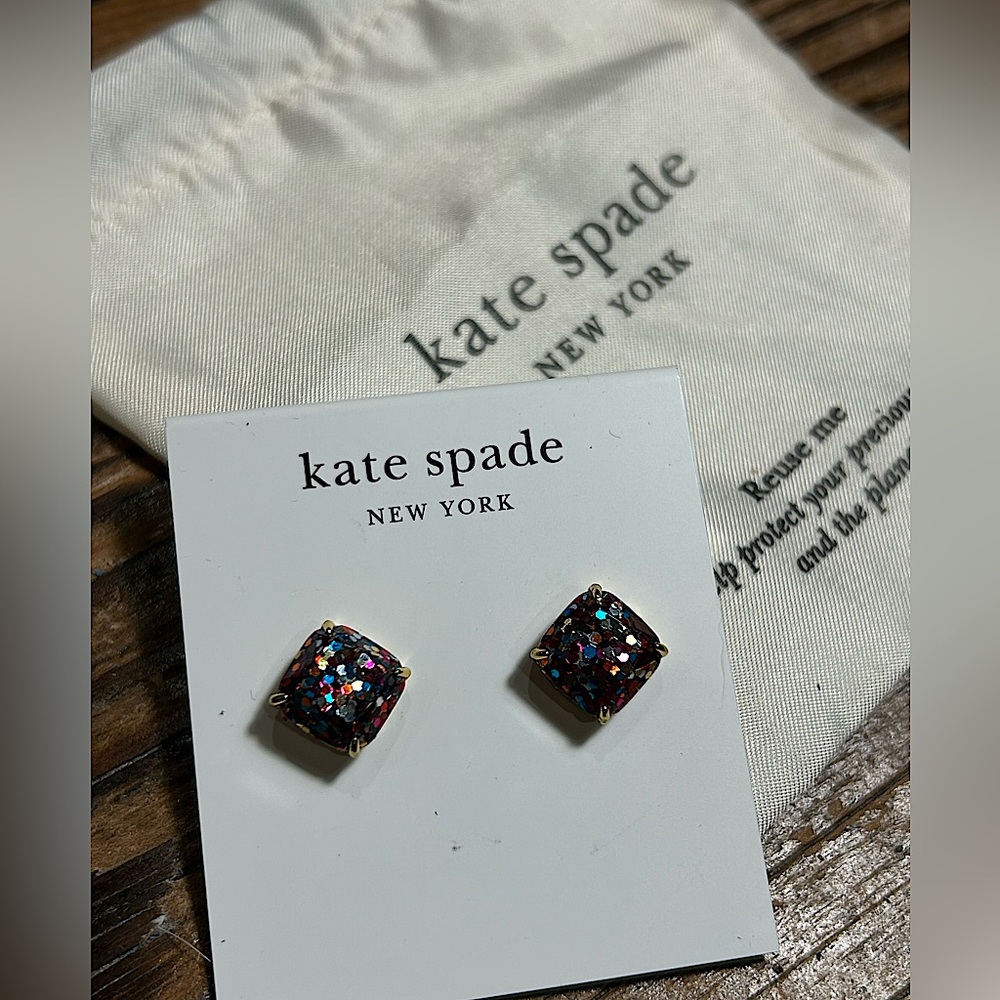 NWT! Kate Spade Multiglitter Square Stud Earrings!